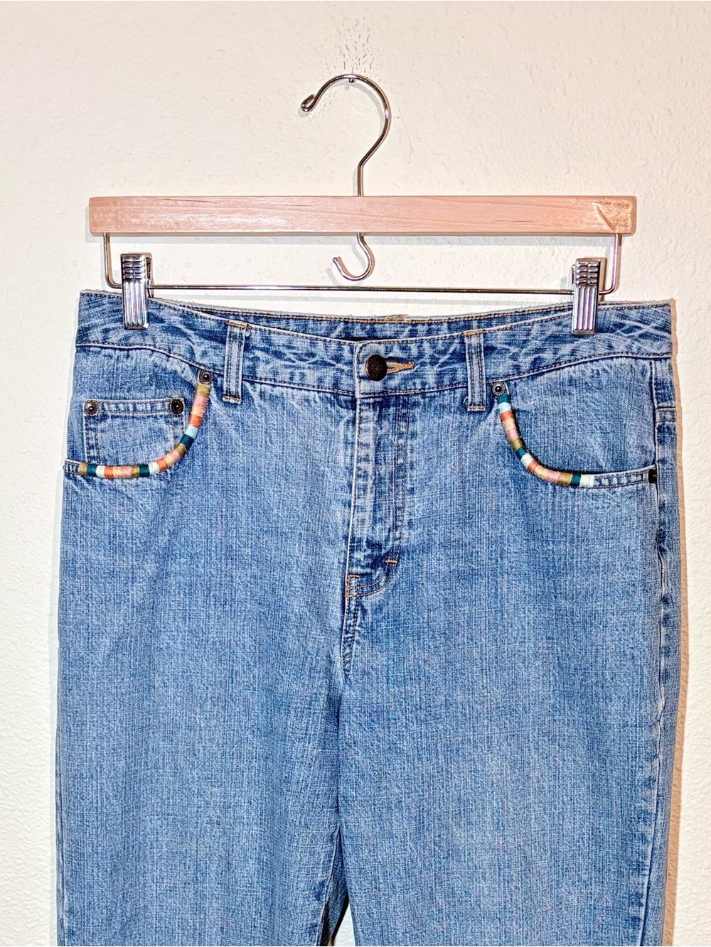 Unique Vintage Bill Blass Embroidered Pocket Cigarette Jean